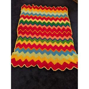 AA Crochet Throw Blanket 50" x 60" colorful Afghan Bed‎ Shawl